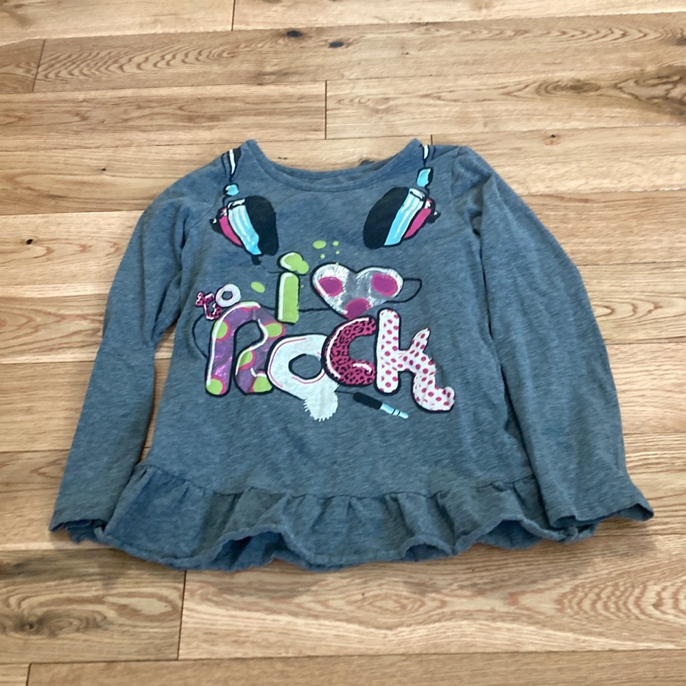 Greendog grey with colourful I luv rock long sleeve t shirt